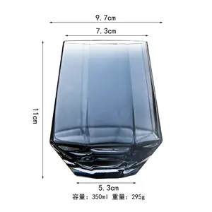 Luxury Diamond Crystal Glass Cup Creative Octagonal Cup Large Capacity Ashtray Big Octagonal Cup Wine Whiskey glass