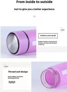 Hot Selling Classic 450ml Portable Eco-Friendly Glass Water <b>Bottle</b> with 2 Cups for Business Events Gift and Custom Logo - Product Image 3
