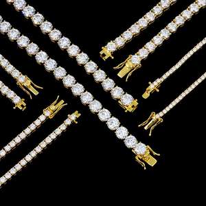 สร้อยคอเทนนิสแบบมีจี้เพชรโมอิสซาไนต์ทรงวีวีเอส ชุบทองคำแท้ เงินแท้ 925 สไตล์ฮิปฮอปทันสมัยสำหรับทุกเพศ - Product Image 2
