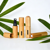 Flacon de parfum rechargeable miniature de 5 ml, vaporisateur portable en bambou, écologique, rechargeable, avec étui pour pompe de recharge