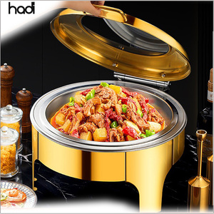 Elegante calentador de alimentos eléctrico de 6 litros, de acero inoxidable, con alcohol, estilo europeo de lujo, color dorado, para uso en restaurantes, con garantía completa. - Product Image 2