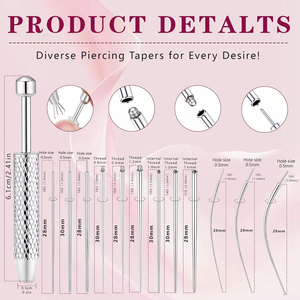 Perno Guía de Acero Inoxidable 316 Finamente Pulido con Roscas Internas y Externas para Perforaciones, Piercings de Oreja, Labio y Lengua DIY - Product Image 2