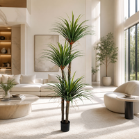 Arbre artificiel Yucca de 210 cm, arbre au sang de dragon, 3 tiges, plante artificielle Dracaena en pot