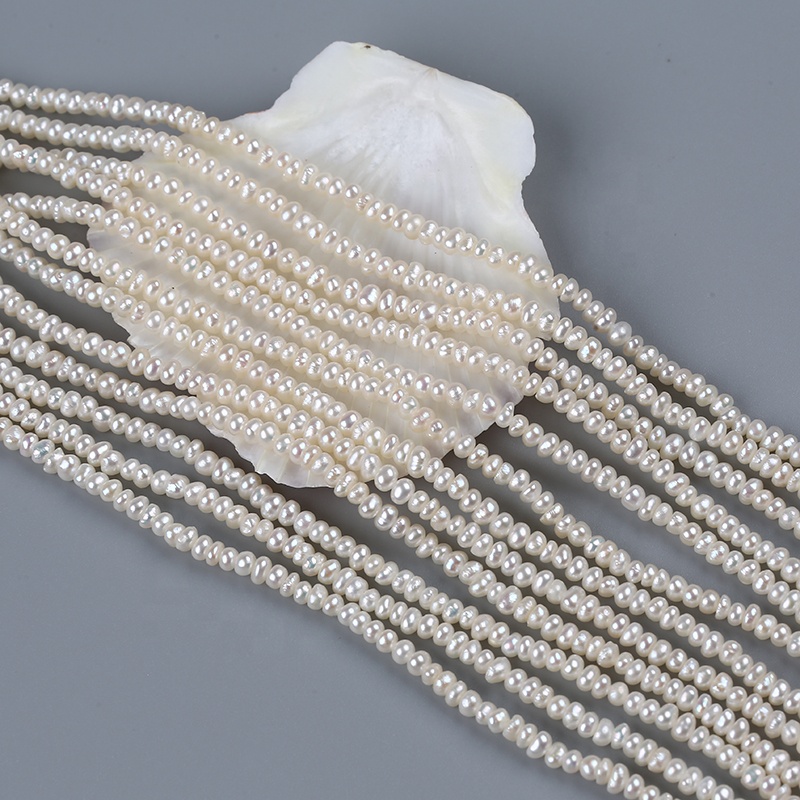 Wholesale 2.5-3mm White Black Freshwater Loose Flat Button Pearls Beads String Strand for Jewelry Making