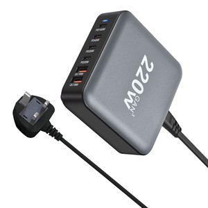 Chargeur GaN multi-ports 220W avec 6 ports USB-C, adaptateur de charge rapide pour ordinateurs portables, téléphones et tablettes - Product Image 4