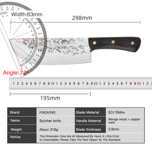 Identification sans lame, marteau forgé 7.5 pouces 5cr15MoV en acier inoxydable, wengé manche en bois, couteaux de Chef en os de boucher - Product Image 2