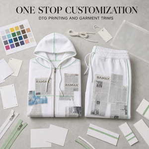 Conjunto de Sudadera con Capucha y Cremallera de Algodón 100% de 450GSM con Parches Estilo Periódico para Hombre, Pantalones Deportivos de Pierna Ancha, Chándal de 2 Piezas, OEM ODM - Product Image 4
