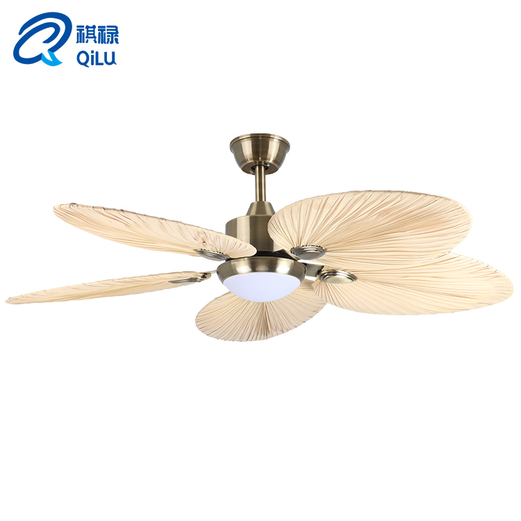 Fashion Design Home Decorative Ceiling Fan Hot Sale 52-inch Electric Living Room Wood Color Led Ceiling Fan Light