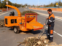 Broyeur de bois populaire à alimentation automatique, déchiqueteur de bois portable, moteur diesel, broyeur de bois frais et sec pour jardin, broyeur de feuilles de palmier
