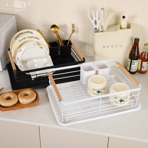 Japanese-style Double-tier Stainless Steel Standing Type Towel <b>Rack</b> Kitchen Countertop Waterproof Non-folding Modern - Product Image 2