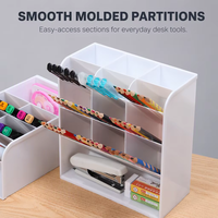 Organiseur de Bureau Multifonctionnel en Plastique avec Tiroir, Porte-Stylos et Boîte de Rangement, Accessoire de Bureau Fonctionnel