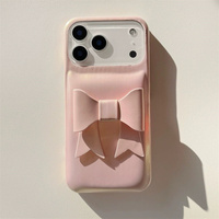 Coque de téléphone INS créative et mignonne en silicone brillant 3D en forme de nœud pour iPhone 18 Pro 17 16 15 14 Pro Max, couleur bonbon, antichoc