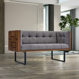 Sofá Cama Moderno Cuadrado Tapizado en Tela con Estructura de Madera Maciza y Patas Metálicas - Convertible en Cama para Sala de Estar o Vestíbulo de Hotel - Product Image 2