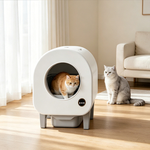 ห้องน้ำแมวอัตโนมัติแบบ OEM ดีไซน์วงรีเปิดโล่ง ป้องกันฝุ่น วัสดุ ABS ทนทาน - Product Image 1