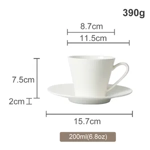 Usine impression personnalisée/Logo porcelaine osseuse tasse à thé et soucoupe ensemble tasse à café en céramique Cappuccino tasses blanches boîte d'emballage personnalisée