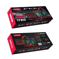 Clavier, souris, casque et tapis de souris filaires T-WOLF TF810 4 en 1 avec rétroéclairage LED, clavier espagnol pour jeux sur PC