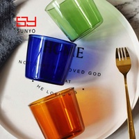 Carafe et verre à eau Midnight de 19 oz en verre borosilicate bleu cobalt, ambre, vert, couleur unie, avec couvercle en verre