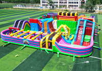 Jeu d'obstacles gonflable géant Dmuchaniec Équipement de terrain de jeu Jeu de course interactif gonflable Castle Combo pour enfants