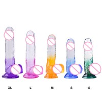Dildo Grande de Silicona Suave Realista con Degradado de Doble Color Transparente Personalizado para Mujeres, Juguete Sexual para Adultos