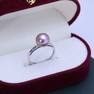 Bague ajustable en argent 925 avec perle d'eau douce de 9-10 mm, presque parfaite, forte brillance, pour diffusion en direct, bagues en perles transfrontalières - Product Image 2