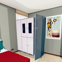 Armoire de rangement moderne à six portes en plastique ABS, panneaux solides, meuble de maison pour vêtements, idéale pour chambre ou salon