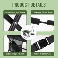 Tabouret pliable d'extérieur, chaise portable avec deux poches latérales pour les voyages