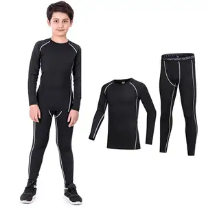 Tuta per bambini tuta sportiva a compressione ragazzi abbigliamento sportivo da corsa Set calzamaglia da allenamento per basket per bambini