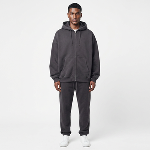 Logo personnalisé en vrac en gros conception personnalisée String plaine polaire fermeture éclair broderie 100% coton sweats à capuche - Product Image 1