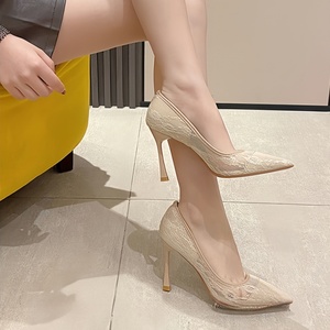 <span class=keywords><strong>Scarpe</strong></span> da ballo con <span class=keywords><strong>tacco</strong></span> alto e sottile da <span class=keywords><strong>donna</strong></span>, modello slip-on alla caviglia con punta chiusa, Made in China - Product Image 5