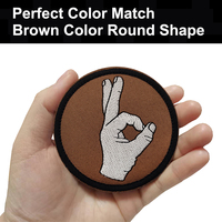 OK geste impression qualité noir blanc artisanat rond Rectangle broderie main Patch vous avez regardé OK Patch Style tactique pour tissu