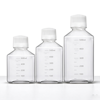 Botol Reagen Plastik PC Transparan 500ml Persegi Anti Bocor Wadah Penyimpanan Bahan Kimia Laboratorium