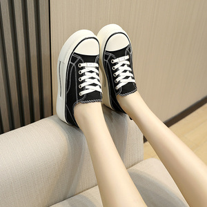 Mocasines Clásicos de Lona con Cordones para Mujer, Otoño 2026, Suela Gruesa Antideslizante, Parte Superior de PU, Zapatos Deportivos - Product Image 1