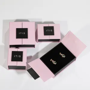 Anel De Luxo Personalizado Colar Embalagem Duplo Aberto Magnético Jóias Gift Bracelet Box