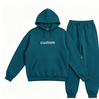 Ensemble de survêtement décontracté d'hiver grande taille en polyester/coton teint, respirant, tricoté, avec sweat à capuche et pantalon de survêtement épais personnalisé pour homme