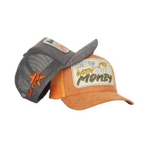 Casquette de camionneur personnalisée à 5 panneaux en daim avec logo brodé ou patch tissé, dos en maille à fermeture snapback, haute qualité, unisexe, performance, plage - Product Image 1