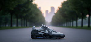 Nike <span class=keywords><strong>Air</strong></span> <span class=keywords><strong>Max</strong></span> 90 Chaussures de course unisexes réfléchissantes en maille anthracite avec semelle extérieure en caoutchouc - Product Image 2