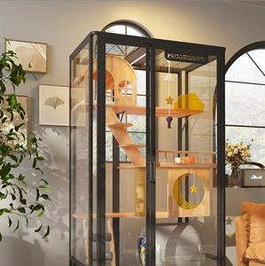 Meubles de luxe modernes pour animaux de compagnie, villa en bois pour chat, grandes chambres d'hôtel pour chat d'intérieur avec coussin, décoration intérieure, vente en gros - Product Image 4