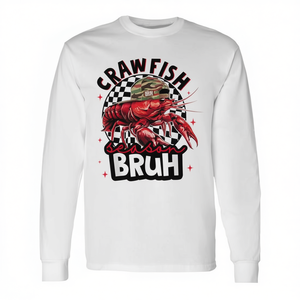 Maglietta a maniche lunghe con grafica a tema stagione gamberi per adulti, unisex, girocollo, in cotone, casual, stampata serigraficamente - Product Image 3