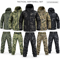 Ensemble veste et pantalon tactique softshell pour homme, doublure polaire, camouflage, hiver, randonnée, chasse, résistant à l'eau, en stock