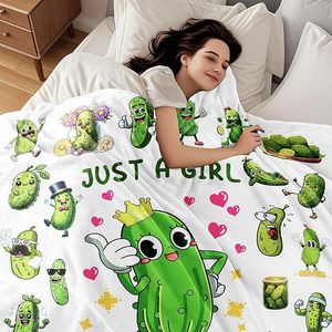 Pickle Cartoon Style Flannel <b>Blanket</b> <b>Throw</b> <b>Blanket</b> Nap <b>Blanket</b> Super Soft Machine Washable for Bed Sofa Couch Custom Print - Product Image 4