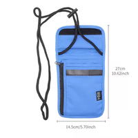 Tas selempang pemblokir RFID, kualitas tinggi dengan penutup ritsleting grosir dompet leher perjalanan pemegang paspor dan klip uang