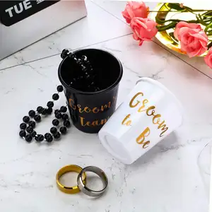 Nicro 12pcs Party Necklaces Shot Glass Necklace Bride Groom Necklace Bachelorette Hen Party Favor Black White Bridal Shower