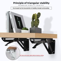 Support mural triangulaire pliable moderne et minimaliste en acier inoxydable, cadre à neuf points, fixation robuste pour table et cloison