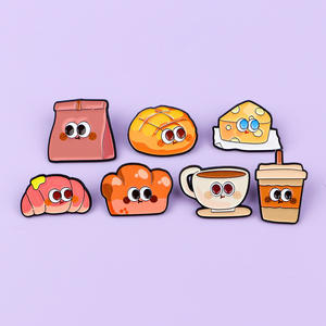 Dibujos animados comida queso leche té pan café croissant leche té de la tarde insignia de Metal comida solapa Pin mochila ropa broche - Product Image 4