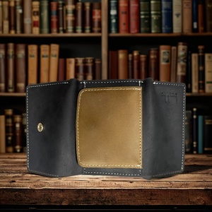 Vintage Slim Real Leather RFID ID Card Holder Mini Multi-Function Genuine Leather Wallet Open Closure Thread Short for Men - Product Image 4