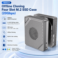 Boîtier SSD M.2 NVMe USB-C 20 Gbit/s à 4 emplacements avec clonage hors ligne, refroidissement par ventilateur, station d'accueil en aluminium sans outil pour 2230/42/60/80