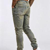 Jean en denim vintage taille mi-haute de haute qualité, coupe slim, personnalisable pour homme – Évaluation élevée