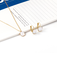 Ensemble de bijoux en acier inoxydable plaqué or PVD, collier et boucles d'oreilles carrées en cristal et strass, multicolore, pour femmes, cadeau de mariage ou de fête