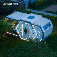 Kawagebo Kamp 6.6m Maison capsule préfabriquée préfabriquée meublée moderne commerciale de luxe avec chambre à coucher et cuisine pour l'extérieur