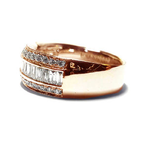 Bijoux sur mesure Laser logo Top qualité platine or Rose véritable diamant Baguette épais anneau bande pour femme - Product Image 2